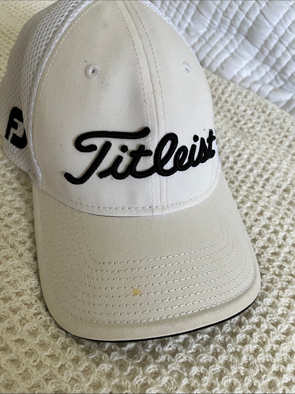 Titleist White and Black Script Mesh Golf Cap